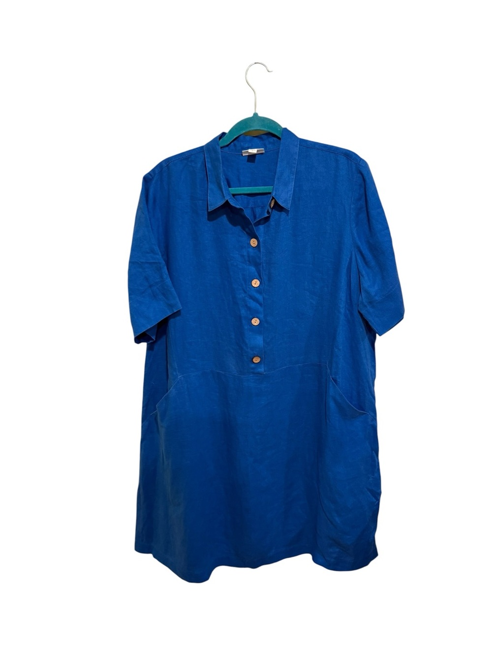 J. Jill Cobalt Blue 100% Linen Button-Front Midi Dress - Size XL